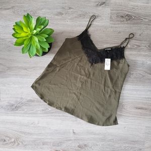 EXPRESS | Olive green camisole w lace trim